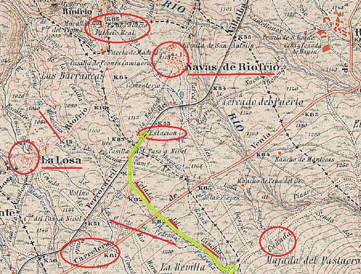 Mapa -1-, 1927 recorrido aproximado.