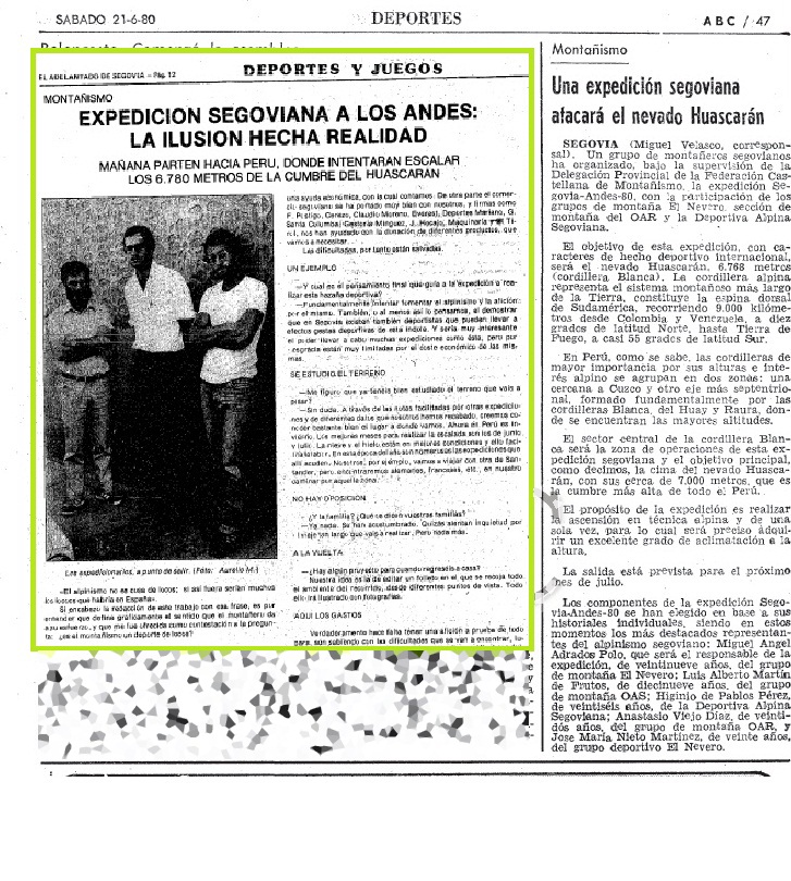 Noticia de la expedición en la prensa local y nacional.