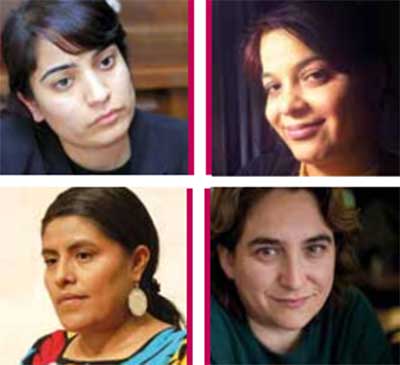 De arriba a abajo, y por la izquerda, Malalai Joya, Manjula Pradeep, Eufrosina Cruz y Ada Colau.
