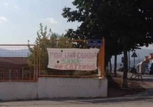 Pancartas contra la "Línea Fria" en Nueva Segovia.