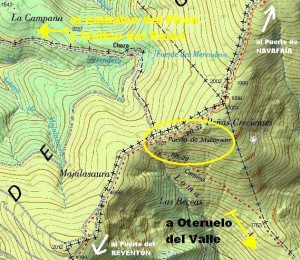 Mapa II -IBERPIX IGN- Senderos de Pequeño Recorrido en la zona de Malagosto.