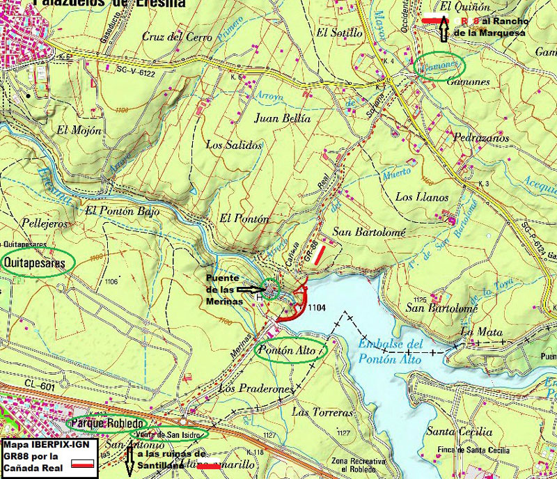 Mapa IBERPIX-IGN zona del embalse del ‘Pontón Alto’.