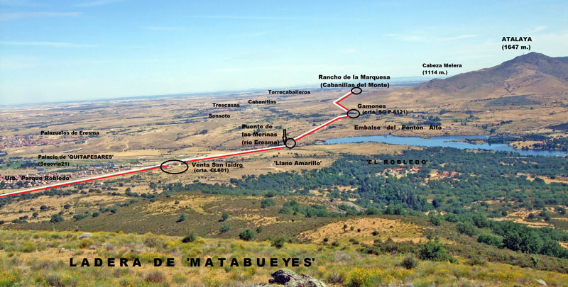 Panorámica del recorrido desde el ‘Cerro de Matabueyes’