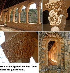 Detalles de la iglesia de San Juan Bautista en La Revilla-Orejana.