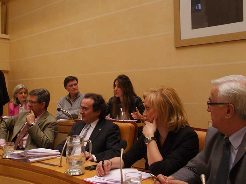 Raquel Fernández, en una intervención, observada por Francisco Vázquez.