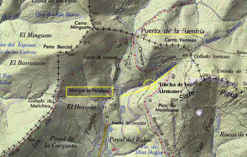 Mapa ‘Iberpix-IGN’ de la zona del Valle de la Fuenfría.