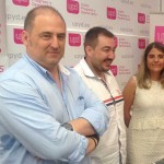 Cosme Aranguren, Juan Ángel Ruiz y Esther Bermejo.