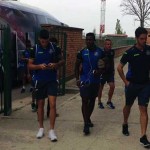 El Getafe, a su llegada a La Albuera.