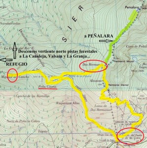 Mapa Iberpix recorrido circular ‘Puerto de los Cotos’, ‘Dos Hermanas’, ‘Peña Citores’, ‘Cotos’; Sierra de Guadarrama.