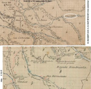 Trabajos topográficos (1905) zonas de ‘La Chorranca’ y ‘Majada Hambrienta’.