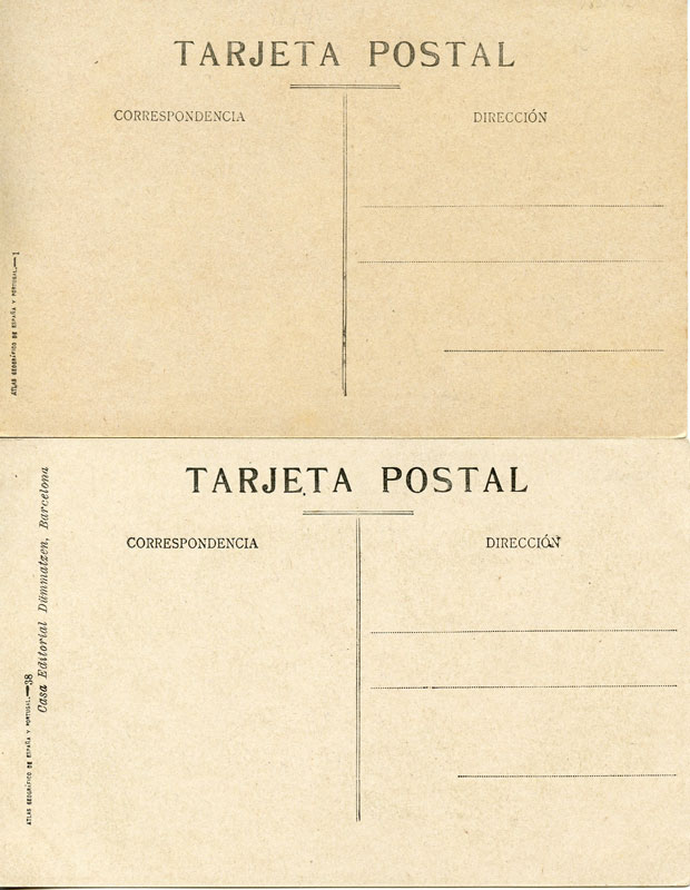 Dorso de las tarjetas postales editadas por Alberto Martín, de Barcelona.