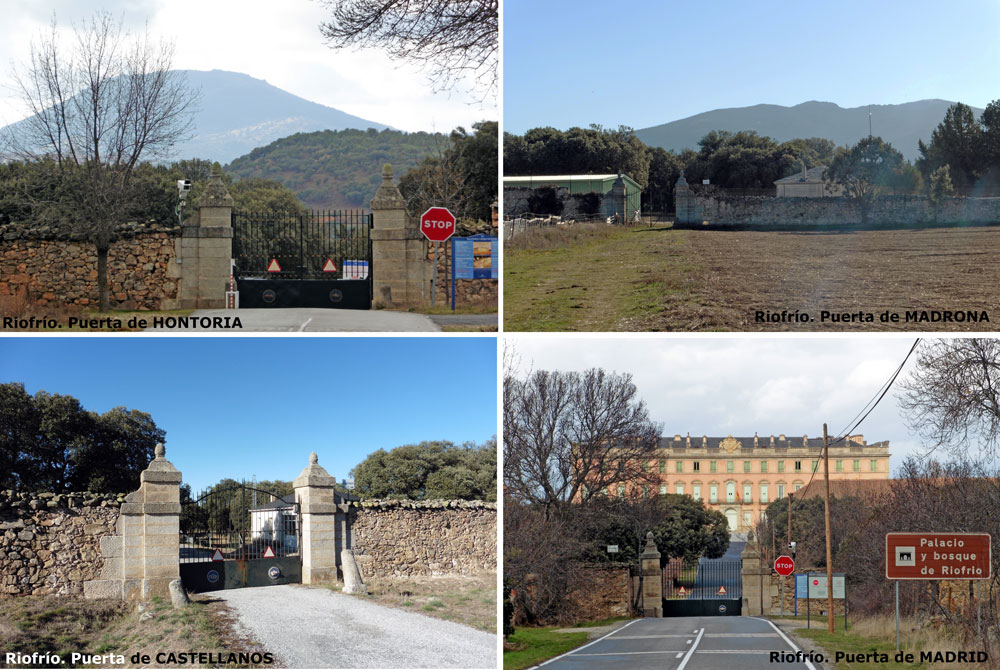 Puertas del recinto de Riofrío: Hontoria, Madrona, Madrid y Castellanos
