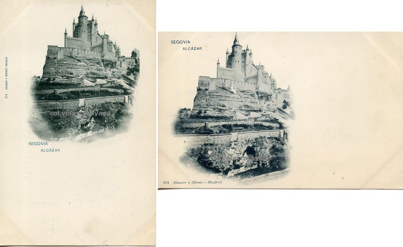 Dos versiones de la Tarjeta postal nº 614 de la Serie General de Hauser y Menet.