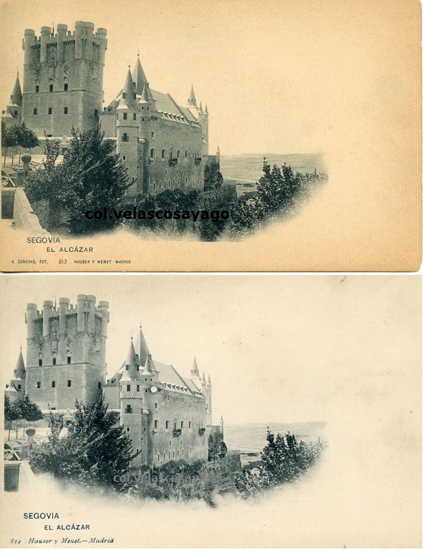  Dos versiones de la Tarjeta postal nº 812 de la Serie General de Hauser y Menet.
