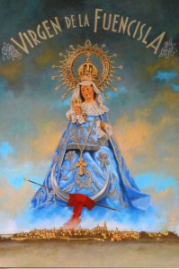 Dibujo de J. L. López Saura para el cartel conmemorativo del Centenario de la coronación de la Virgen de la Fuencisla.