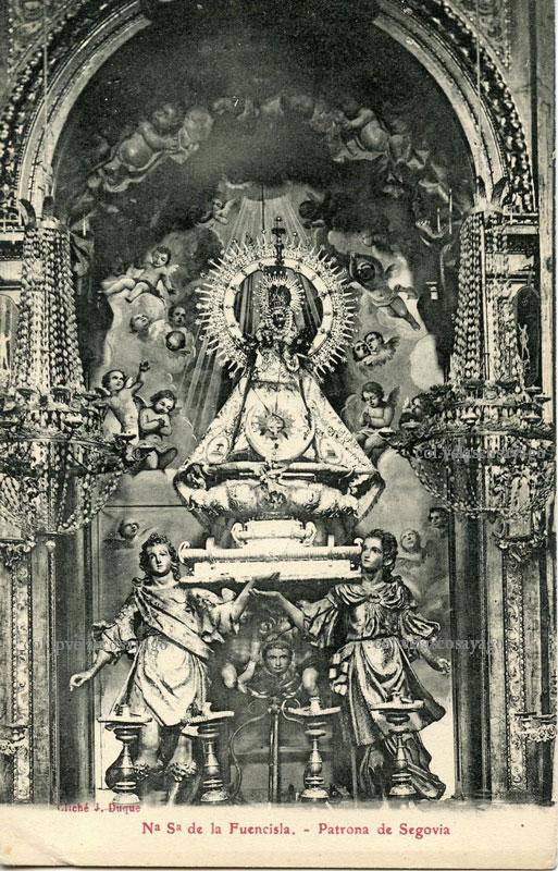 Tarjeta postal ‘Virgen de la Fuencisla’, foto J. Duque, ‘EJG’ ca. 1907.