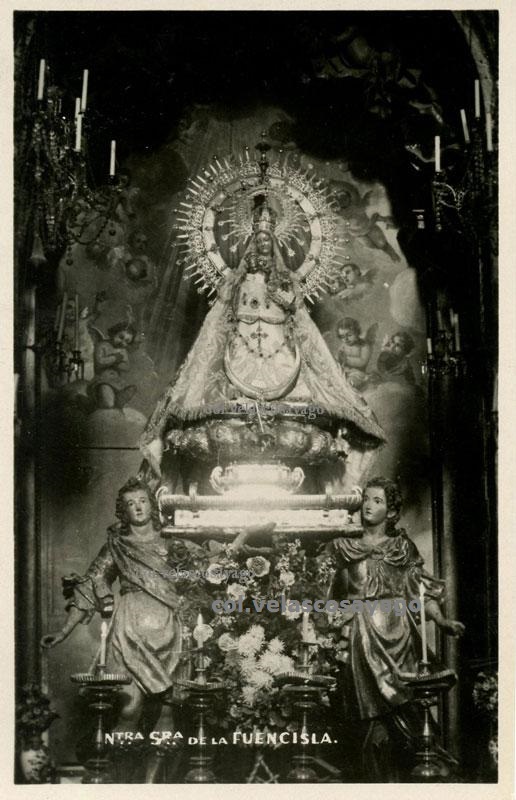 Tarjeta postal de la Virgen de la Fuencisla ‘letra blanca’.