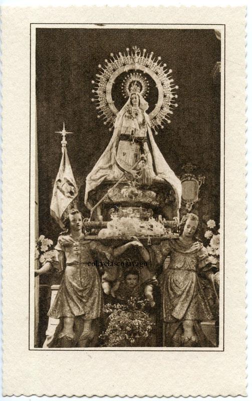 Tarjeta postal de la Virgen de la Fuencisla, ‘García Garrabella’, sepia.