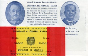 Octavilla política General Varela –Virgen de la Fuencisla, 1937.