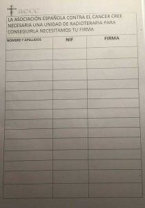 Modelo para la recogida de firmas.