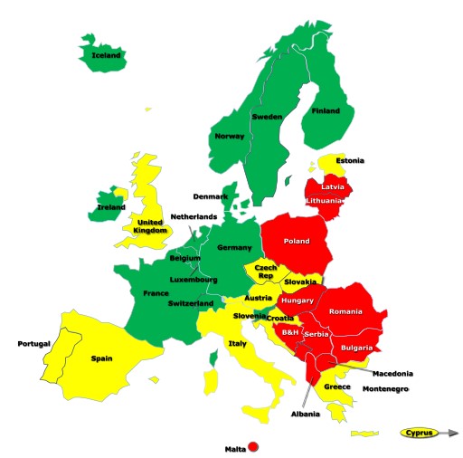 mapa sanidad europa