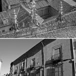 Vista de la fachada y patio (aérea) de la Casa del Marqués del Arco, Segovia.
