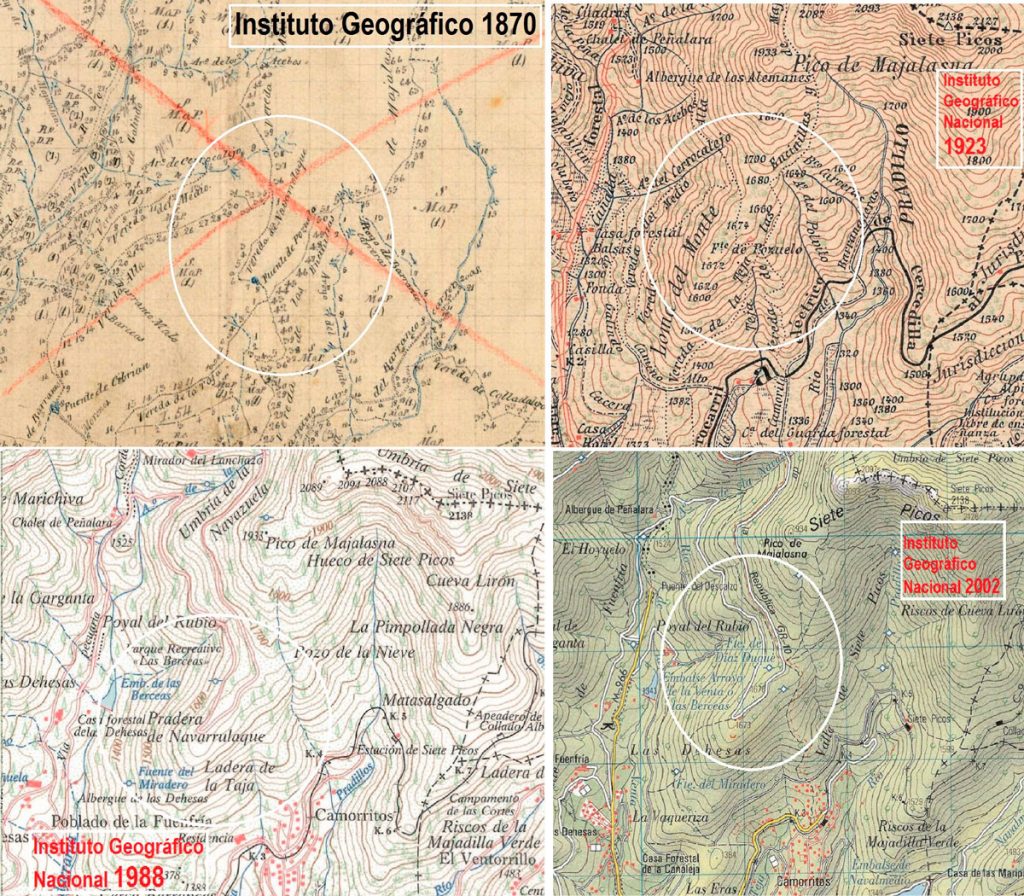 Mapas de la zona de la Pradera de Navarrulaque, Cercedilla.