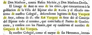 Texto de Joseh de Roxas y Contreras sobre la Garganta de Rui Vazquez.