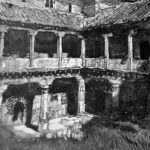 Grabado de un claustro del Mº del Parral (Segovia), 1890.
