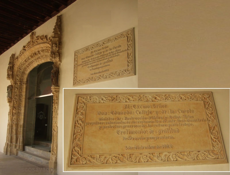 Lapida de gratitud por los trabajos de reconstrucción del Mº del Parral, 1929.