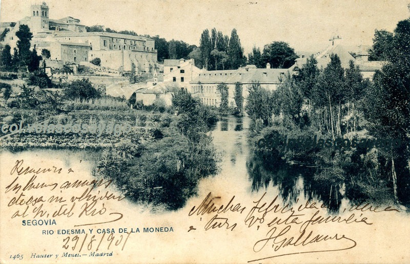 Tarjeta postal de Hauser y Menet (ca.1903-5), al fondo el Mº del Parral, Segovia.