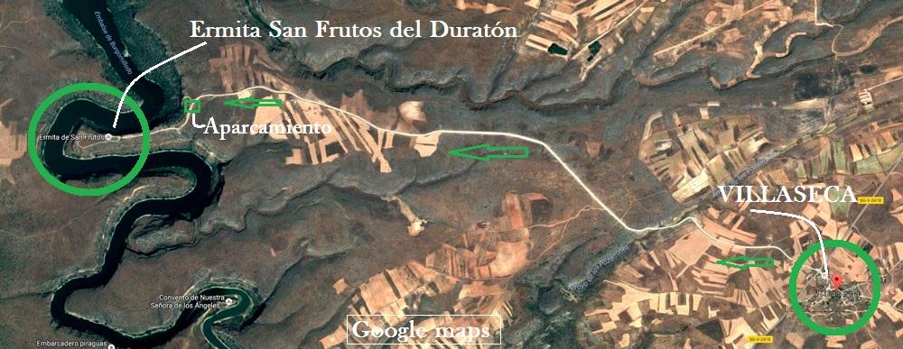  Imagen captada de ‘Google Maps’: camino de Villaseca a la ermita de San Frutos del Duratón.