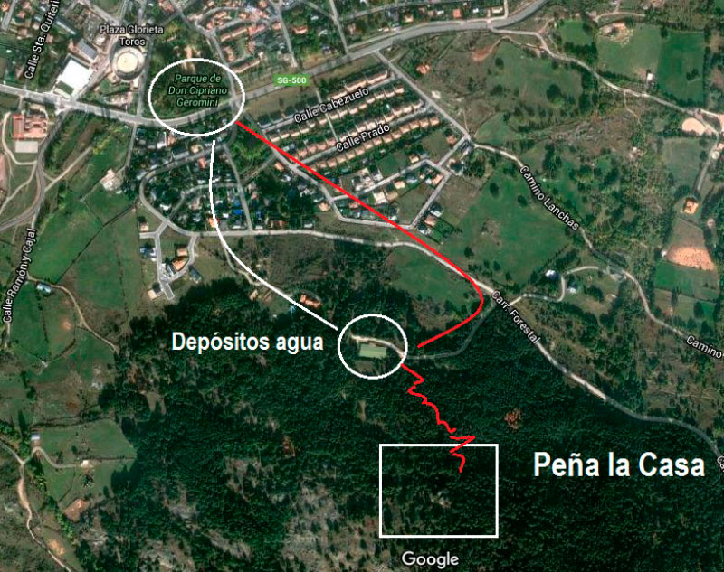 Google-Maps zona de El Espinar-Peña la Casa.