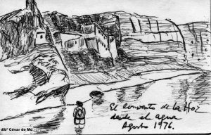 Dibujo de César Mosteyrín, en el convento de la Hoz, 1976.
